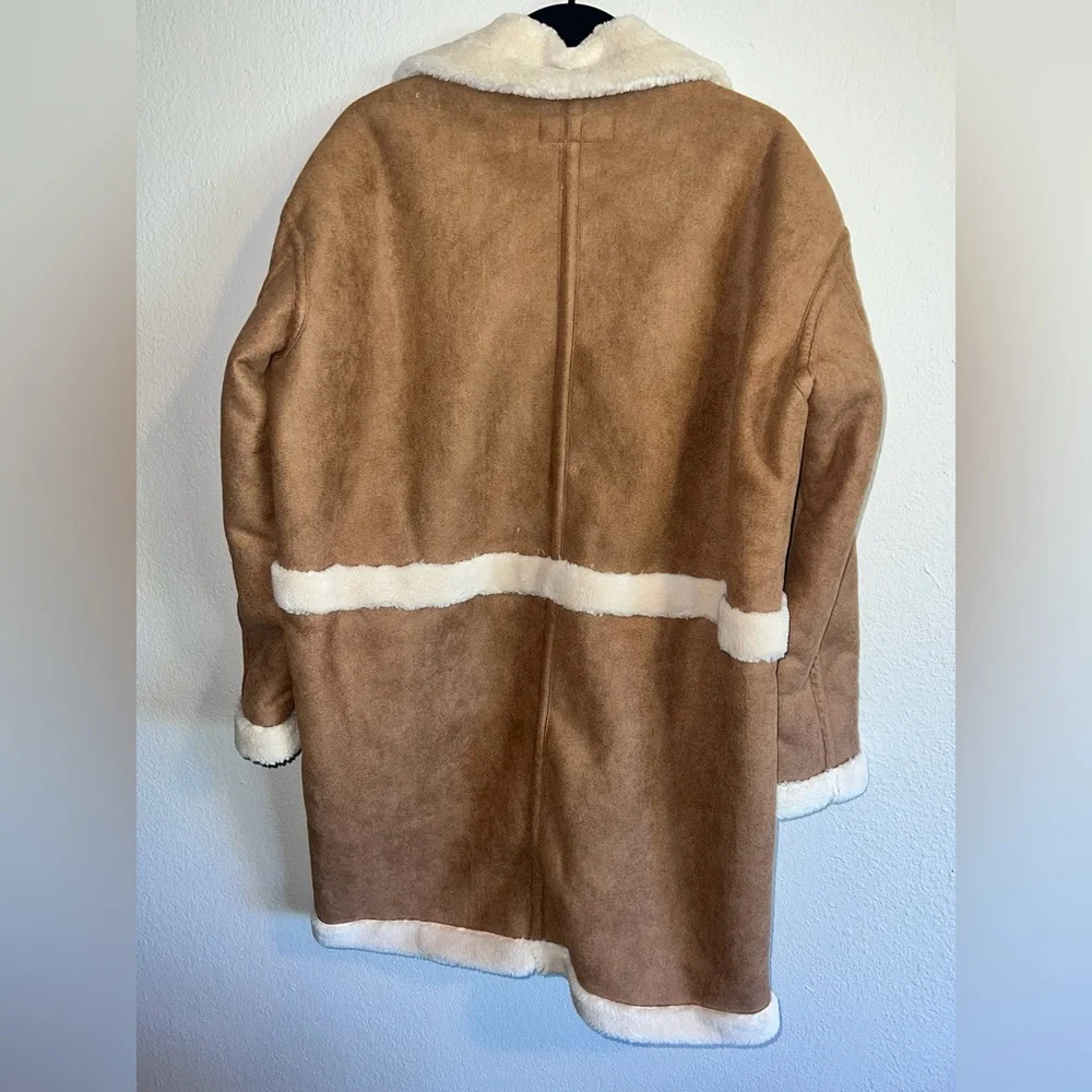 Blank NYC Feels Natural Tan Faux Fur Coat Sherpa Lined - Picture 7 of 9